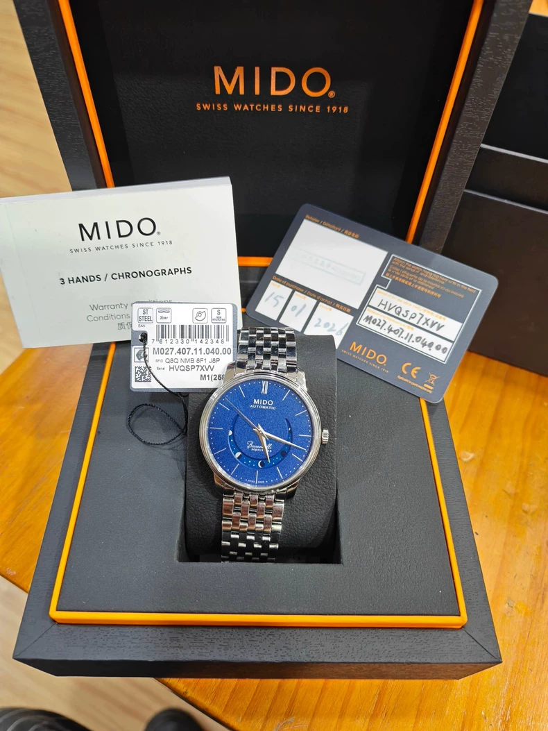 Mido Baroncelli Smiling Moon Gent com caixa, manual, cartão de garantia e etiqueta
